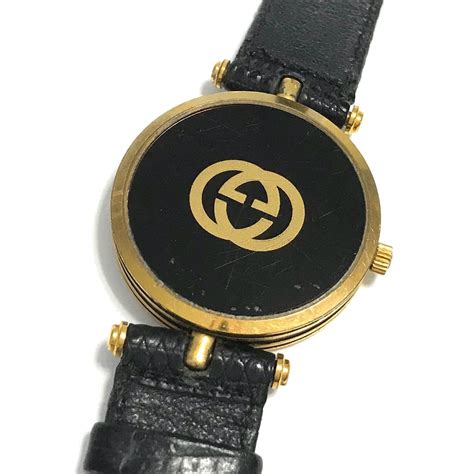 gucci gold face black leather band watch|Gucci silicone watch replacement band.